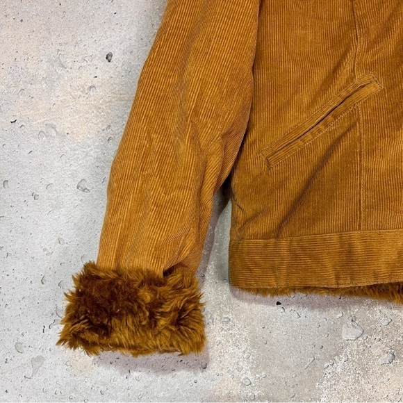Y2k us polo assn. camel tan corduroy shearling zip up jacket medium nwt - Picture 2 of 9